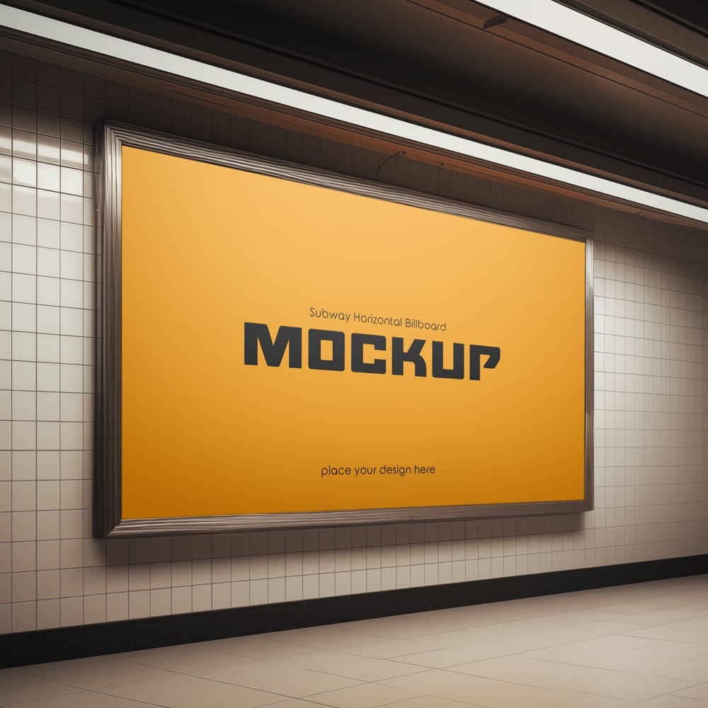 Free Subway Horizontal Billboard Mockup PSD