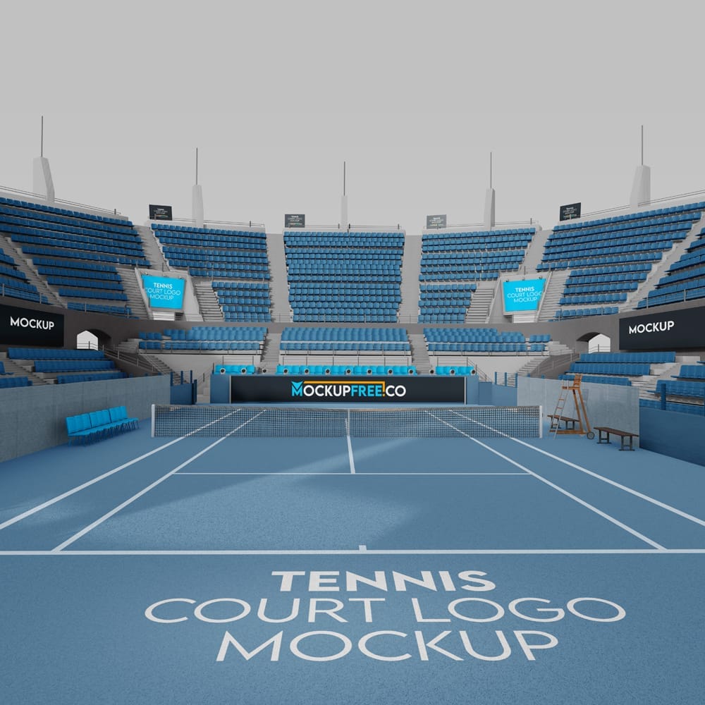 Free Tennis Court Logo Mockup PSD
