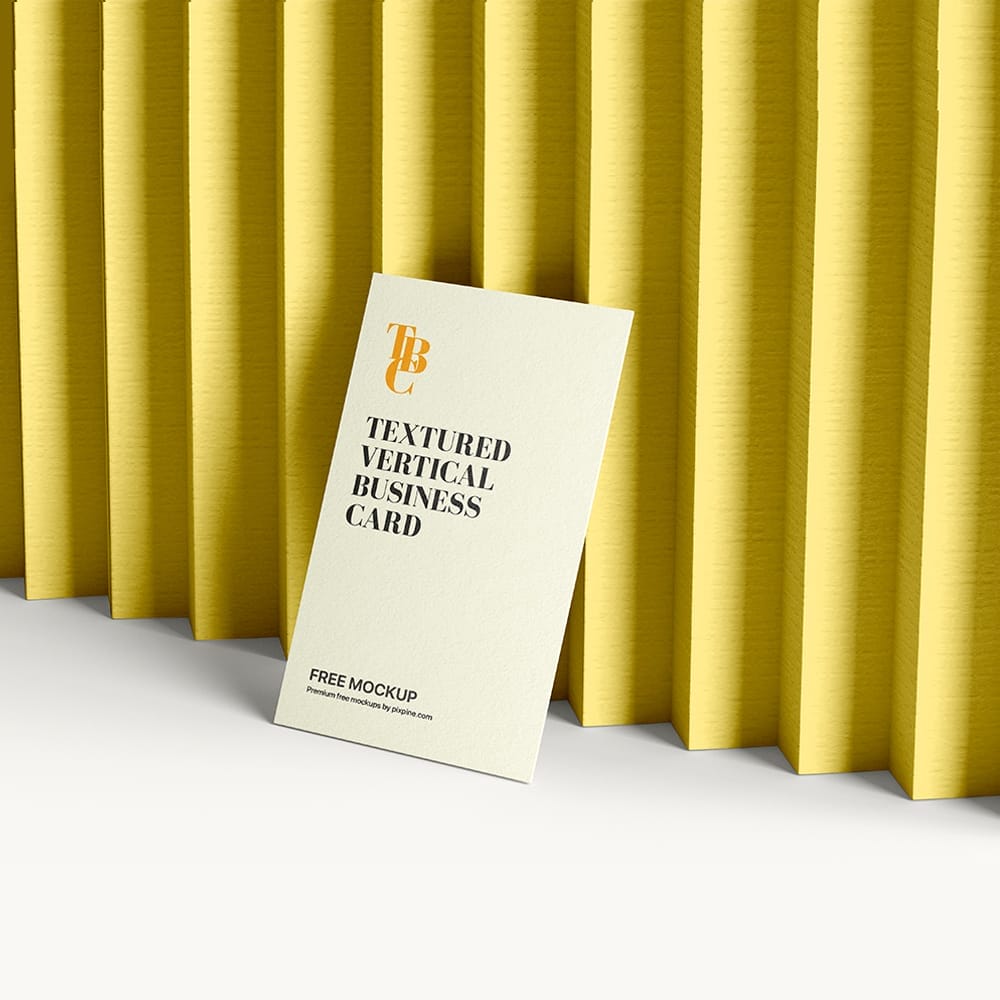 Free Textured Vertical Business Card Mockup Template PSD