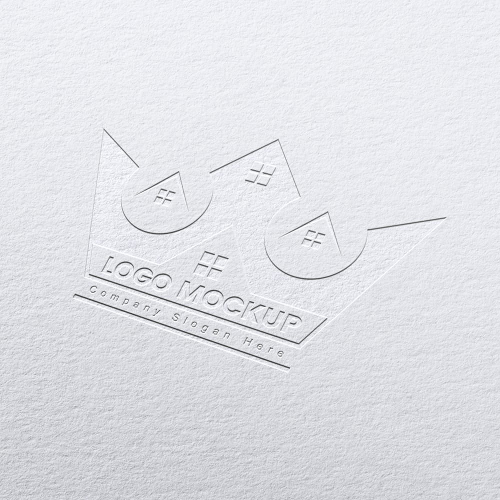 Free White Paper With Crown Logo Mockup PSD