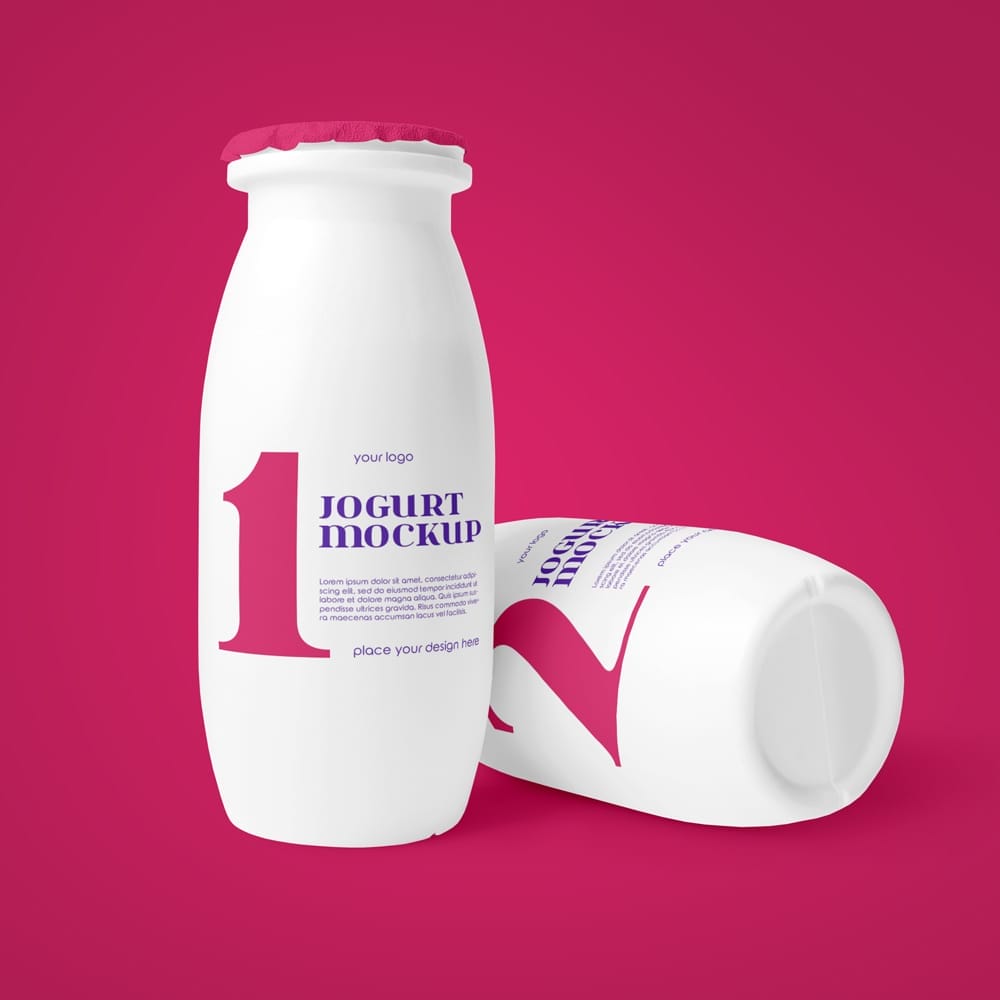 Free Yogurt Bottle Mockup PSD