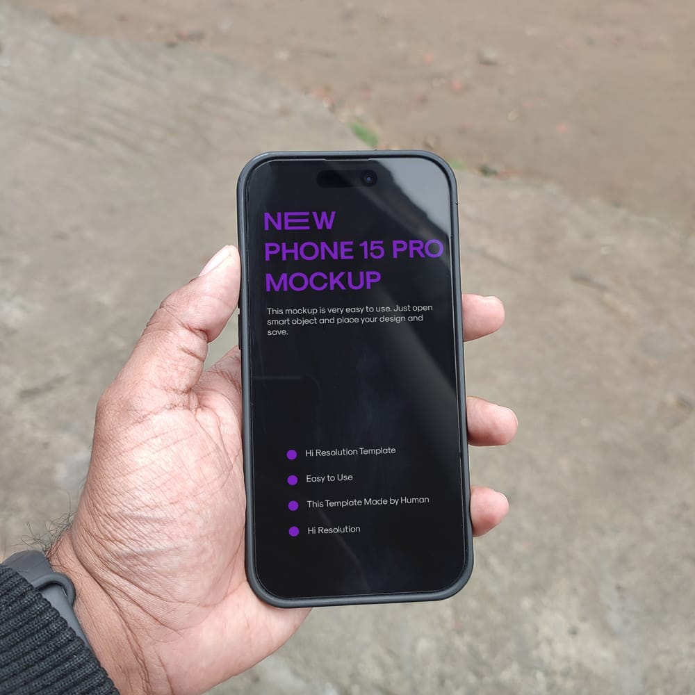 Free iPhone 15 Pro Photo Mockup PSD