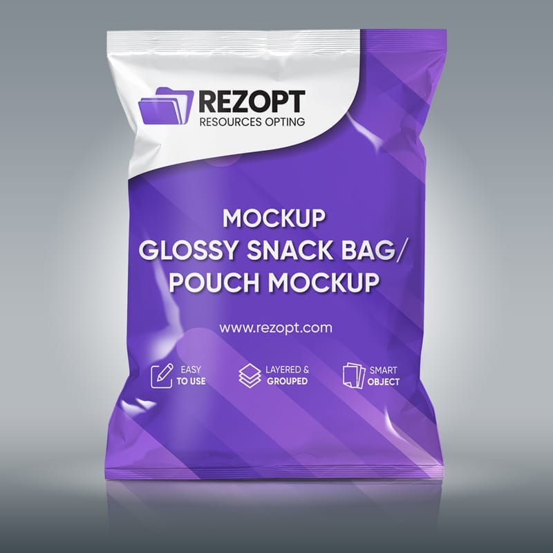Glossy Snack Bag Pouch Mockup