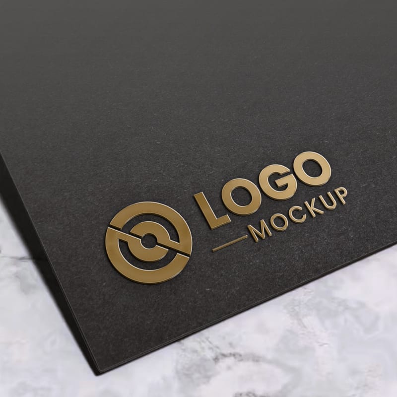 Gold Embossed 3D Logo Mockup PSD