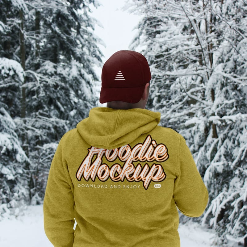 Hoodie in Winter Mockup PSD