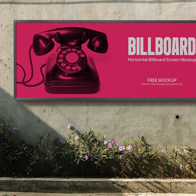 Free Horizontal Billboard Screen Mockup PSD