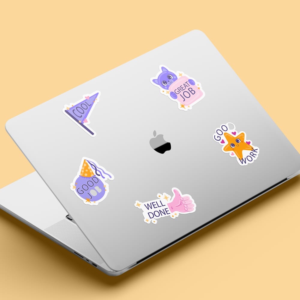 Laptop Sticker Mockup PSD