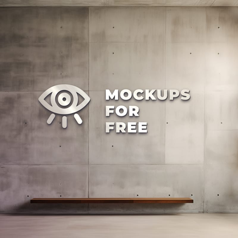 Metal Logo Effect On A Concrete Wall Mockup PSD