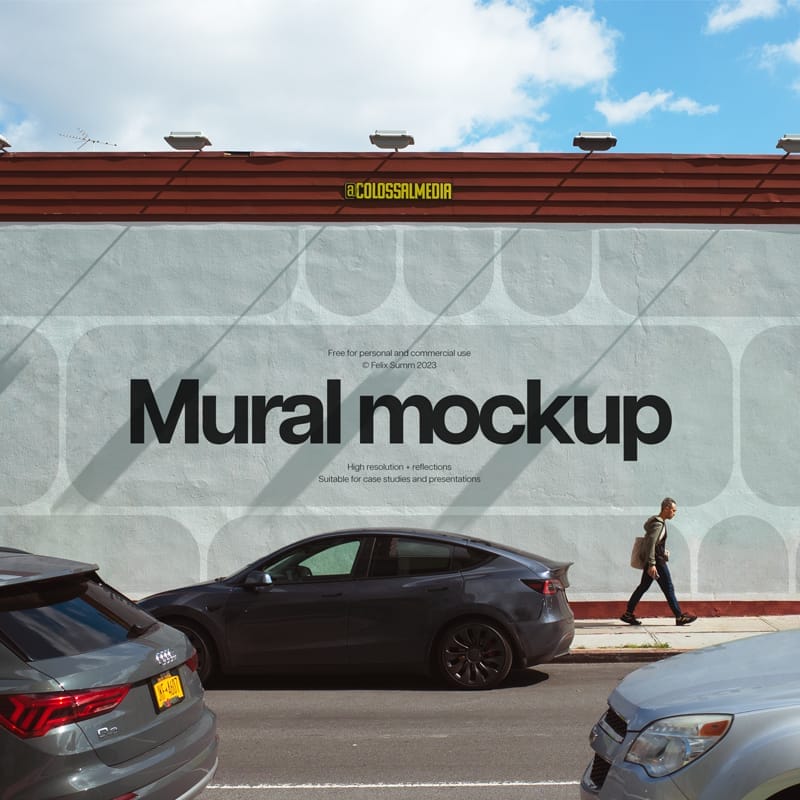 Free Mural Mockup Template PSD