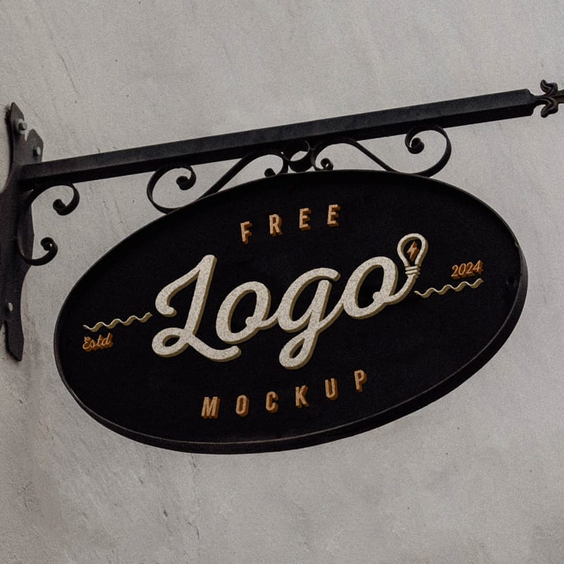 Oval Shape Shop Sign Mockup PSD