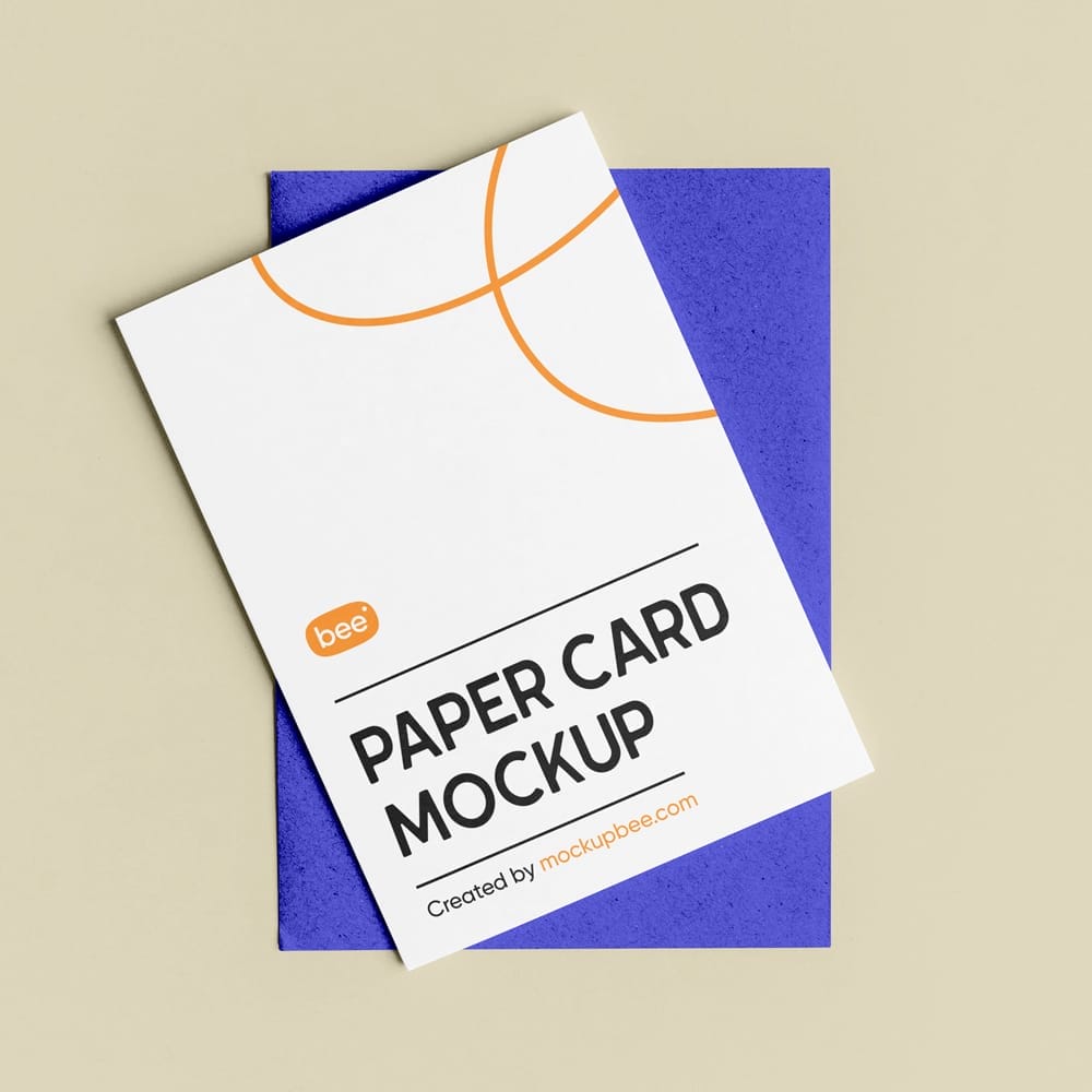 Paper Card with Envelope Mockup PSD