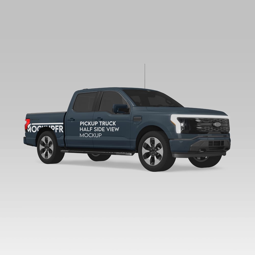 Pickup Truck Half Side View Mockup PSD