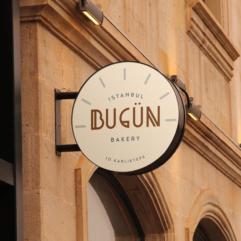 Round Sign Mockup Template PSD