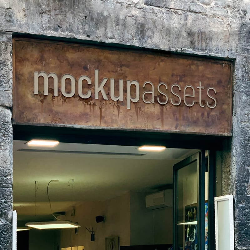 Rusty Store Sign Mockup PSD