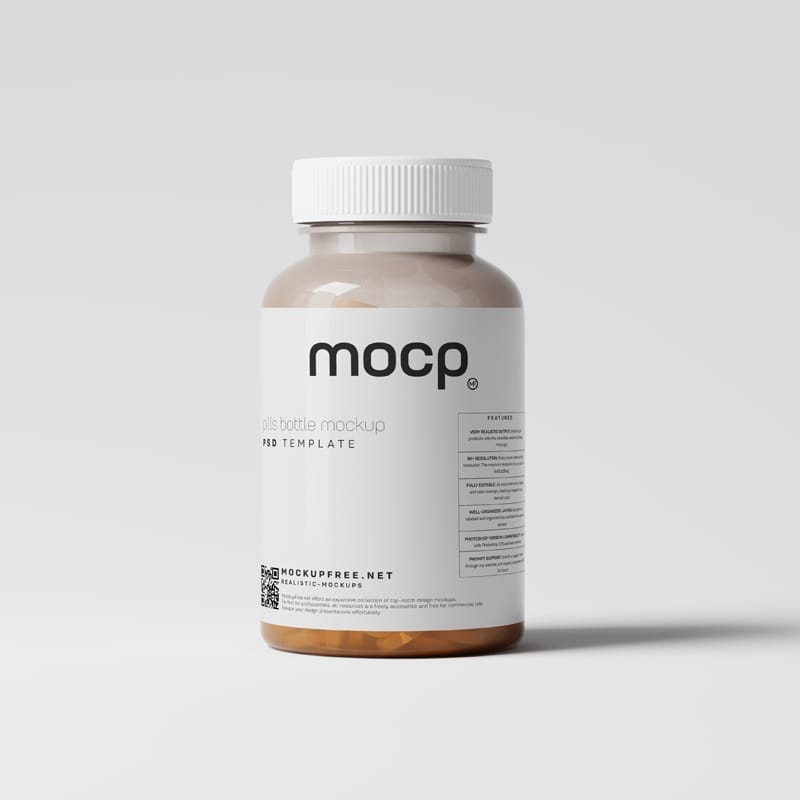 Semi Transparent Pills Bottle Mockups PSD