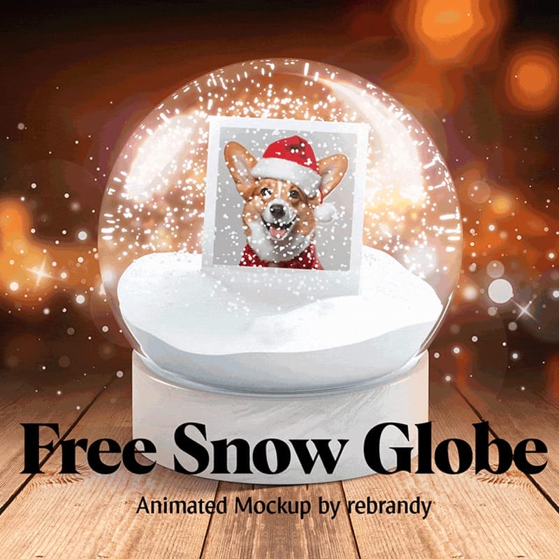 Free Snow Globe Animated Mockup PSD