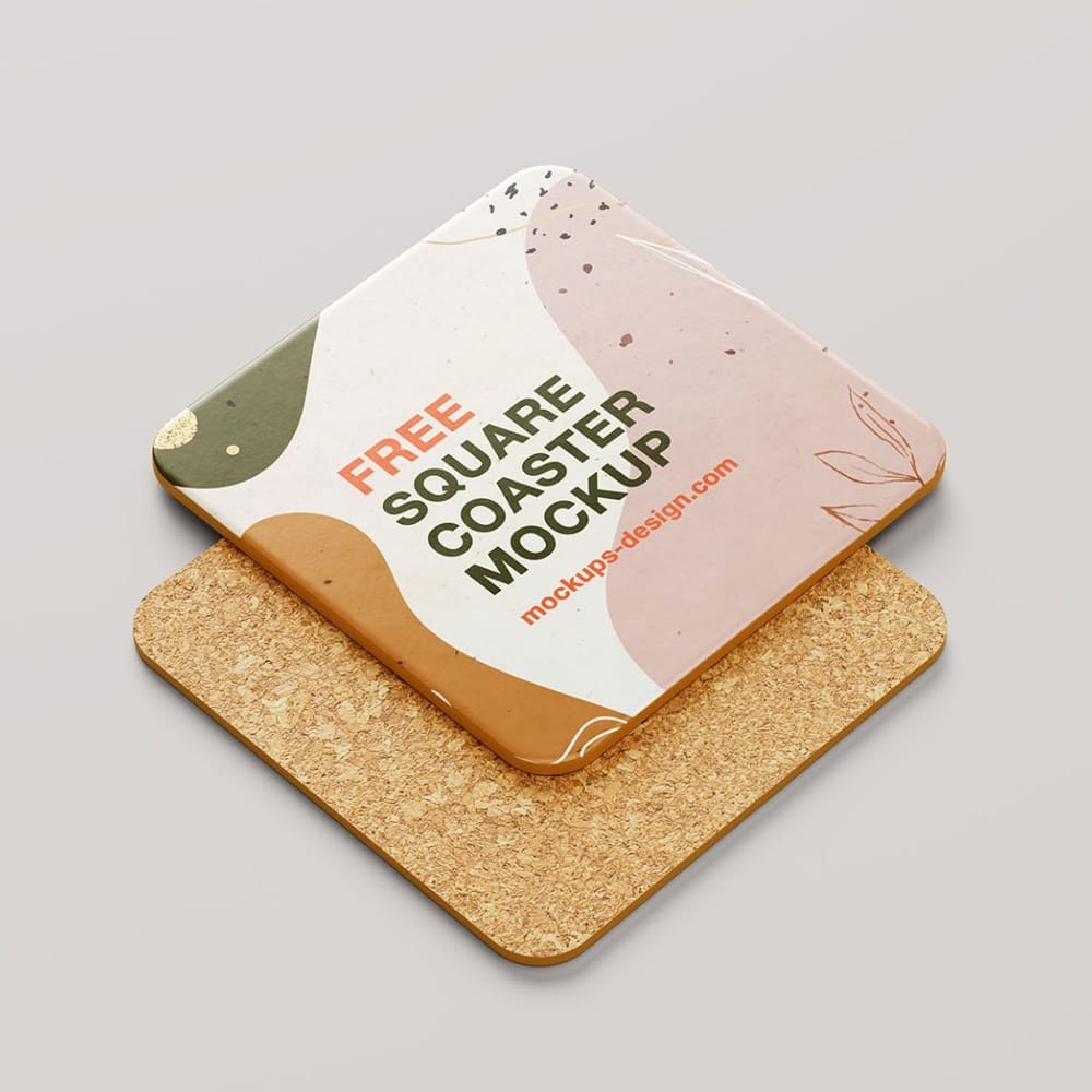 Free Square Coaster Mockup Template