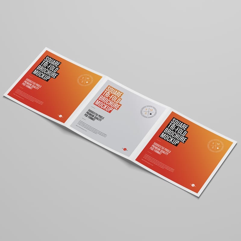 Square Tri-Fold Brochure Mockup PSD