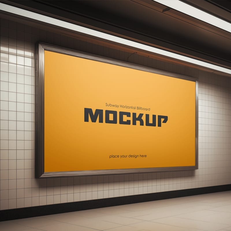 Subway Horizontal Billboard Mockup PSD