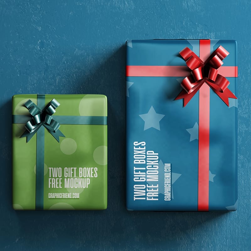 Two Gift Boxes Mockup PSD