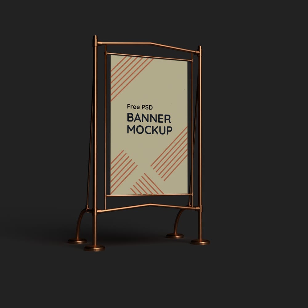 Vertical Stand Banner Mockup PSD