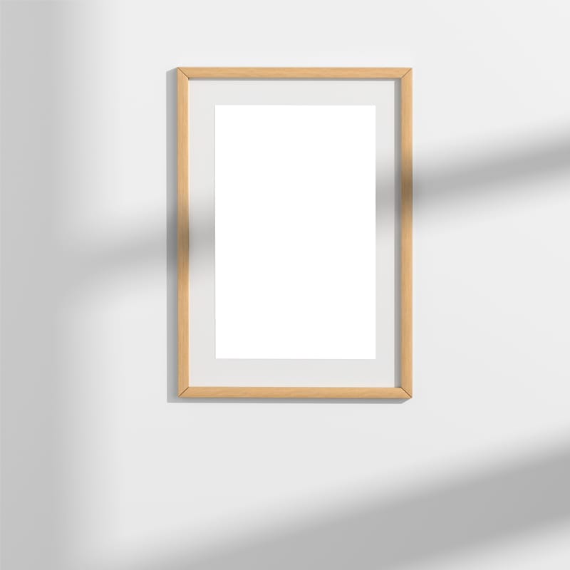 Wooden Photo Frame on Wall Mockup PSD