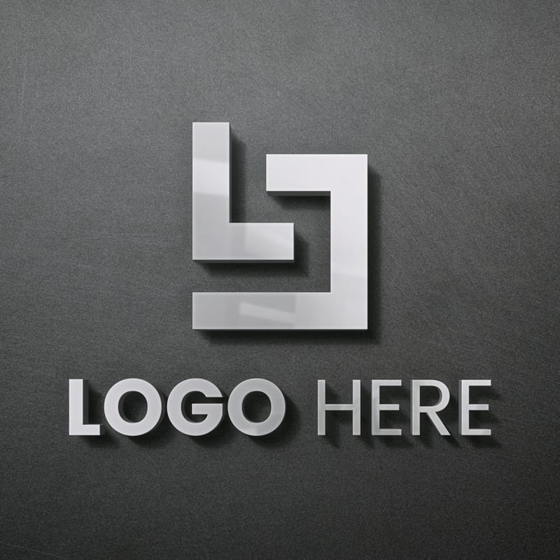 3D Steel Sign Logo Mockup PSD