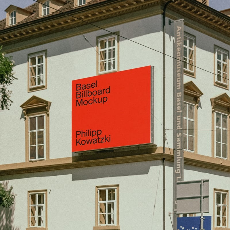Basel Urban Street Billboard Mockup PSD