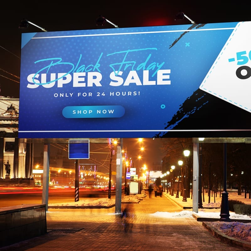 Billboard Night Scene Mockup PSD