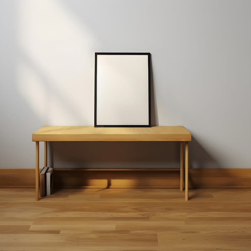 Black Frame on Bench Mockup PSD