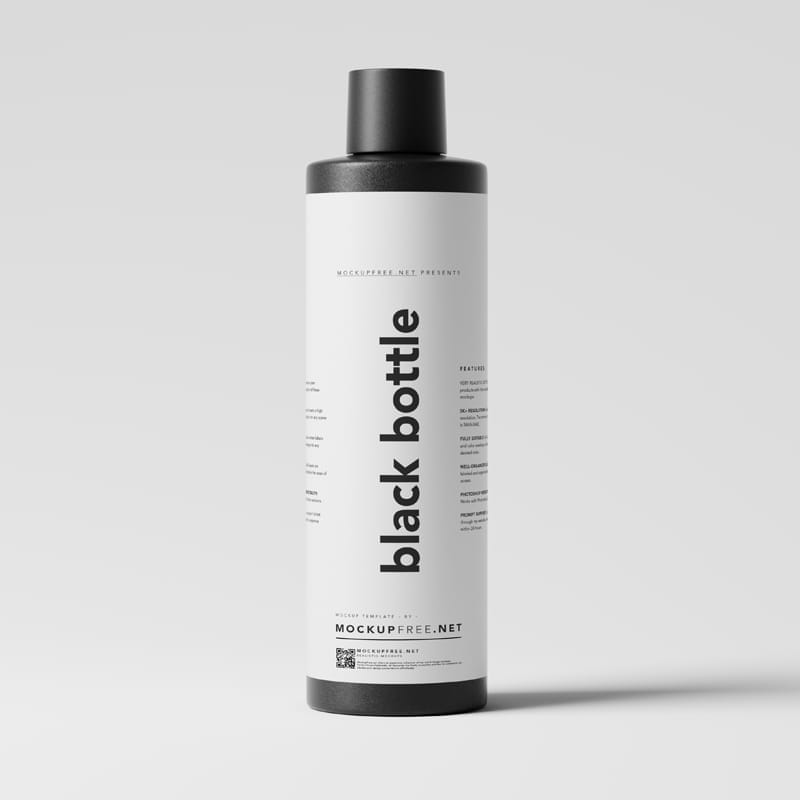 Black Matte Plastic Bottle Mockups PSD