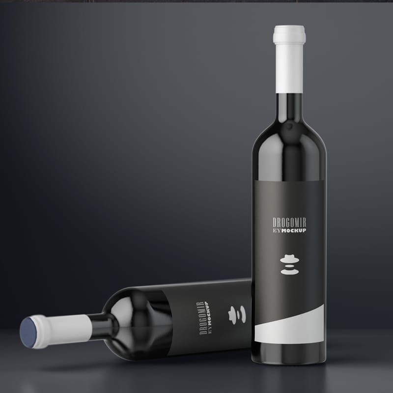 Black Wine Bottle Mockup PSD