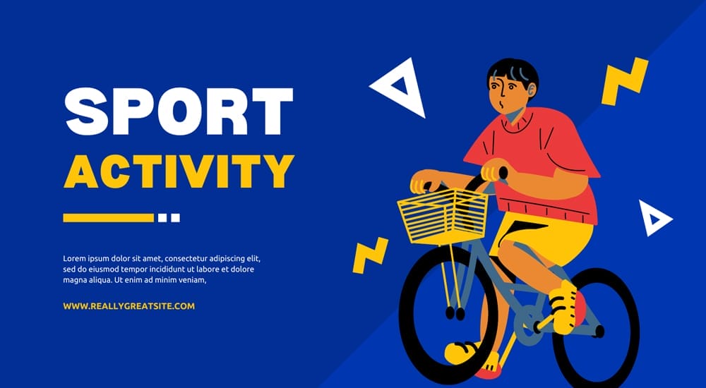 Illustrated Canva presentation template with blue tones, suitable for sports activities or physical education.