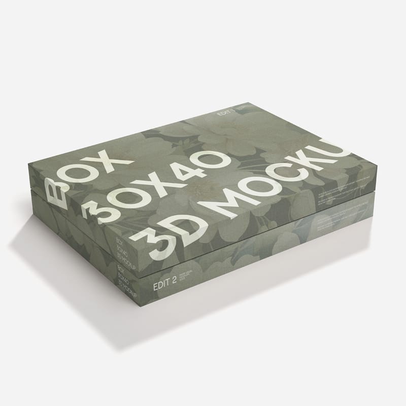 Box With Lid 30x40 3D Mockup PSD