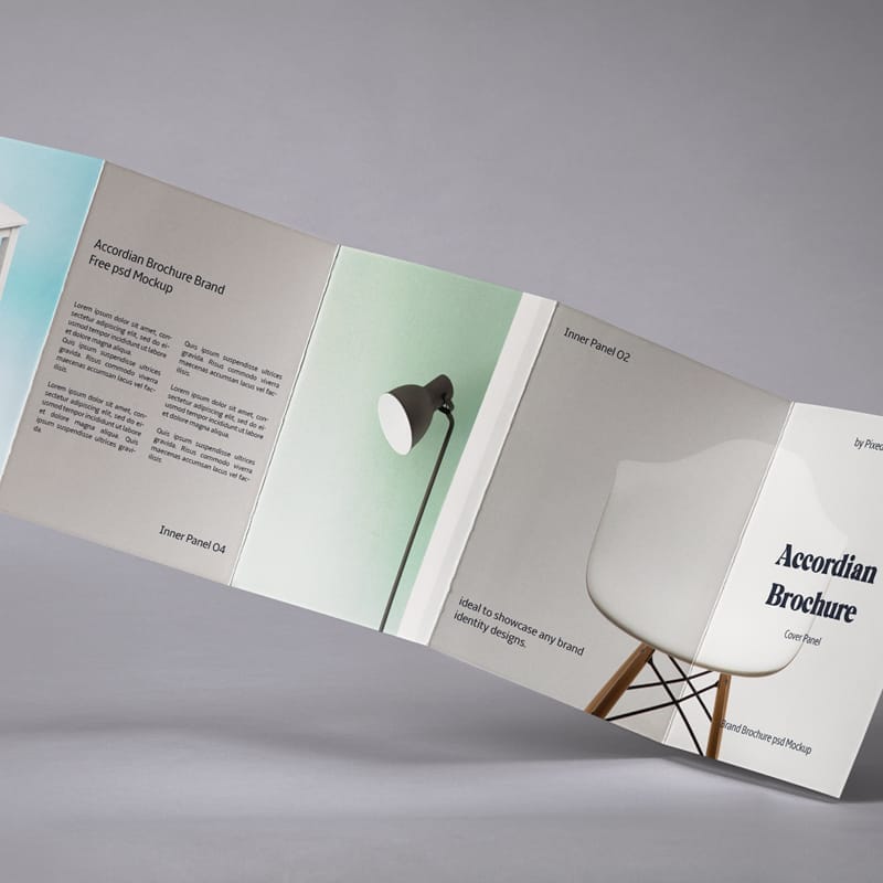 Branding Accordion Brochure Mockup PSD