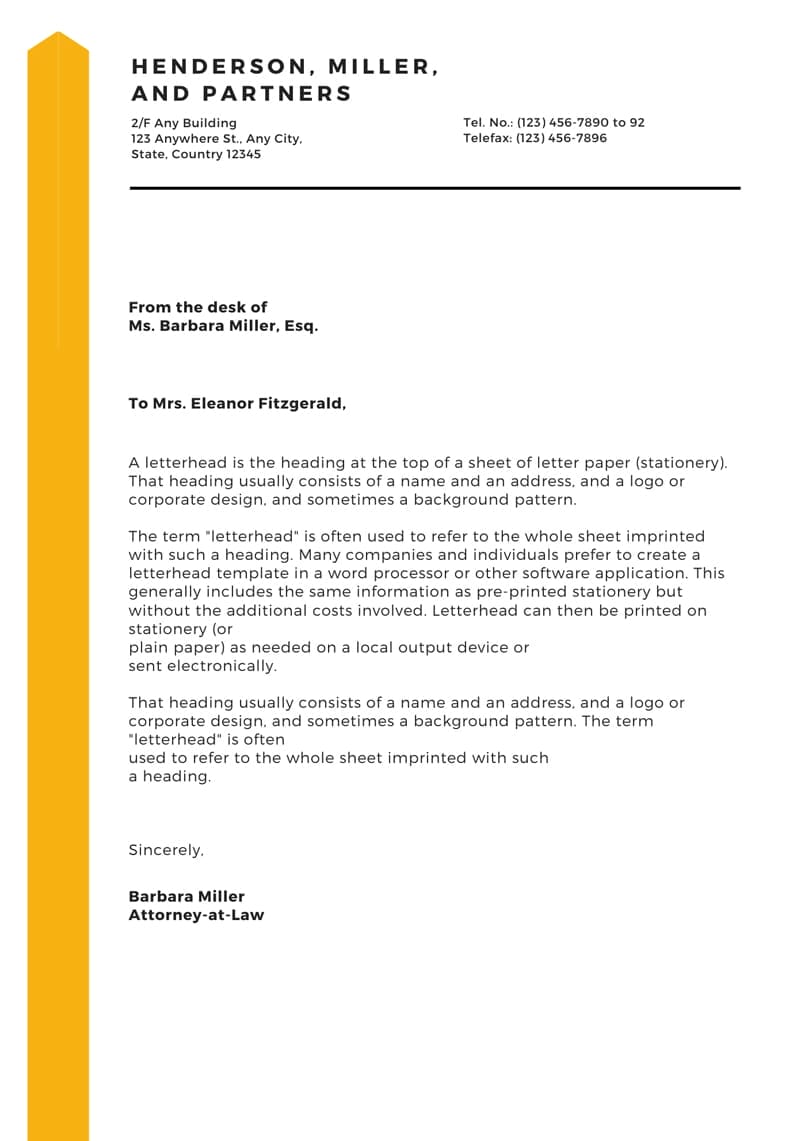 Business Law Firm Letterhead Template