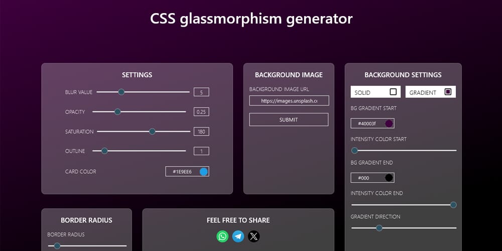 CSS Glassmorphism Effect Generator