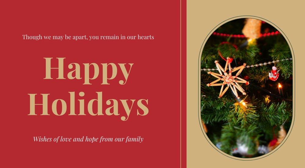 Christmas greetings presentation template for Canva featuring somber, atmospheric scene illustration.