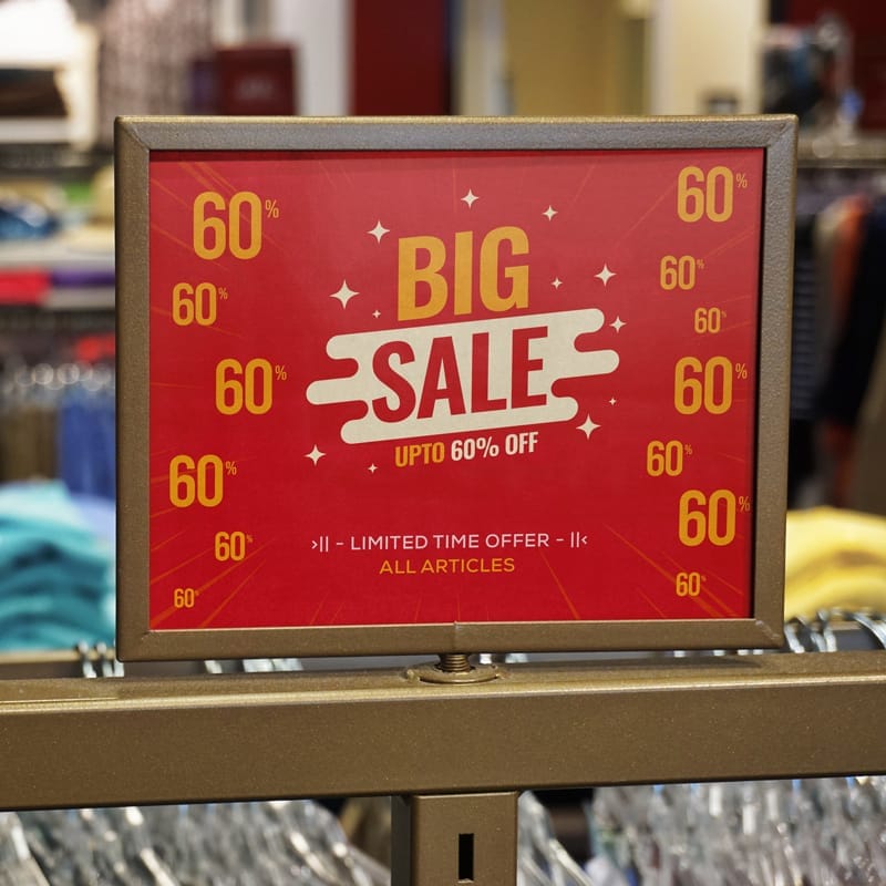 Free Clothing Rack Sale Signage Mockup PSD
