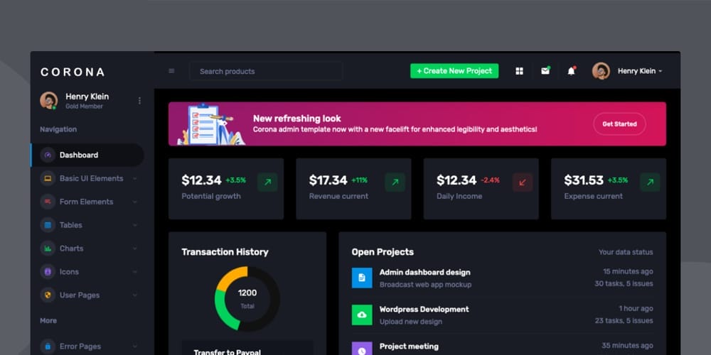 Corona React Admin Dashboard Template