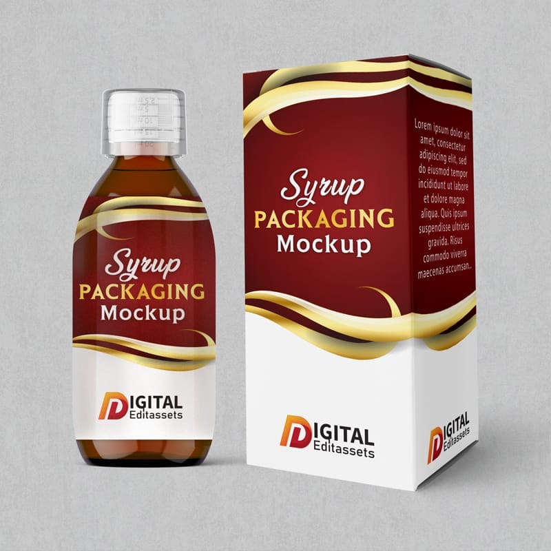 Cough Syrup Packaging Mockup PSD