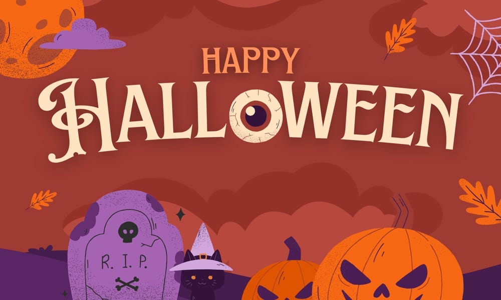 Creative Illustrated Happy Halloween Postcard Template