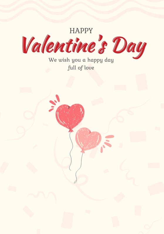 Cute Heart Balloon Illustration Valentines Day Poster