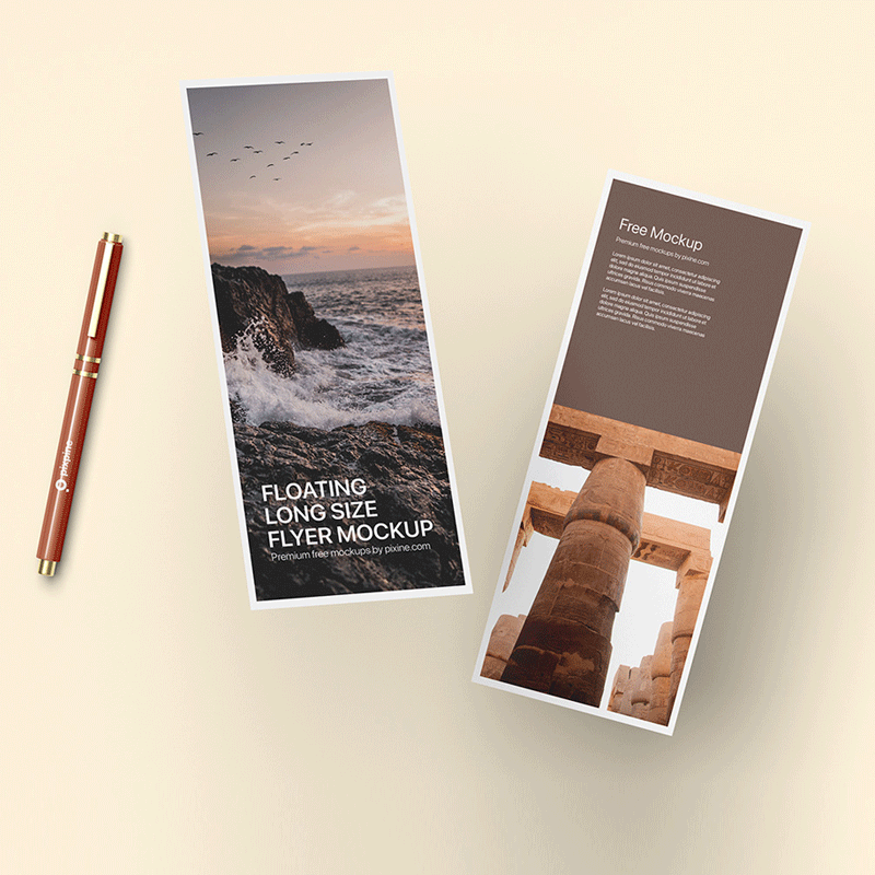 Floating Long Size Flyer Mockup PSD