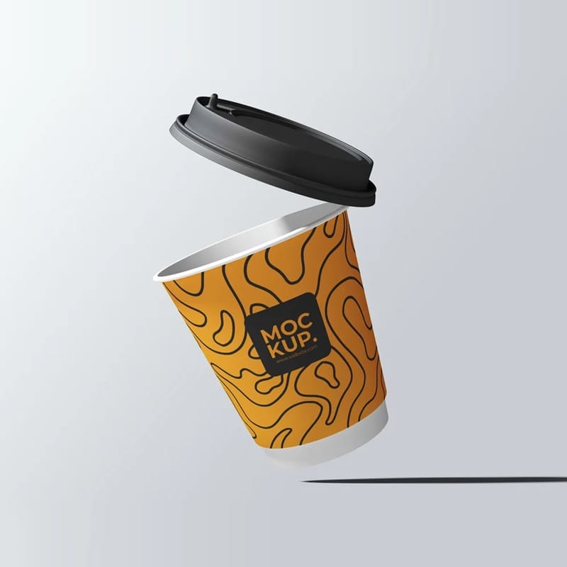 Floating Paper Cup Mockup PSD