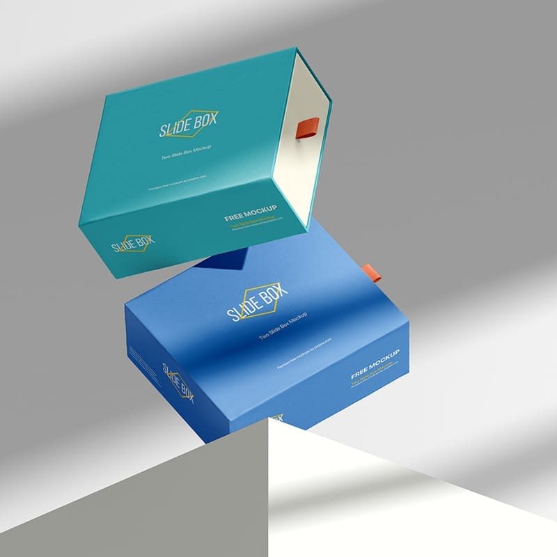 Floating Two Slide Box Mockup PSD