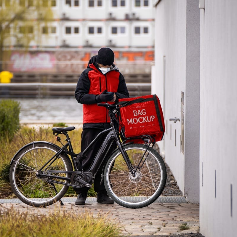Food Delivery Man Mockup PSD