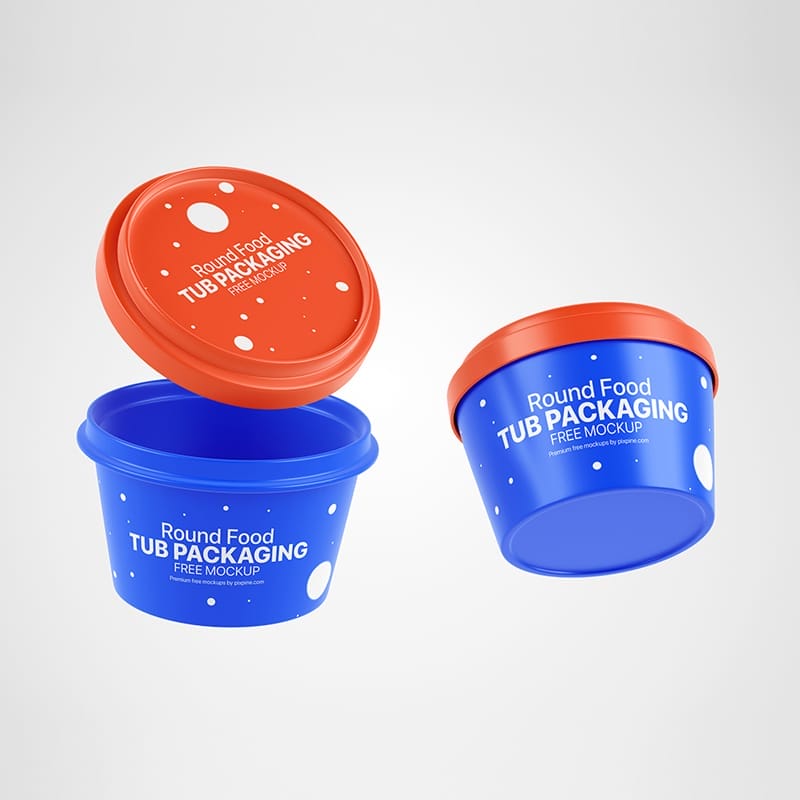 Food Round Tub Packaging Mockup PSD