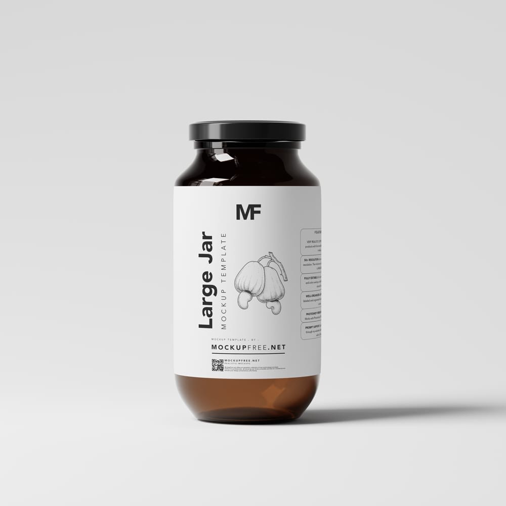 Free 1L or 1.5L Large Jar Mockups PSD