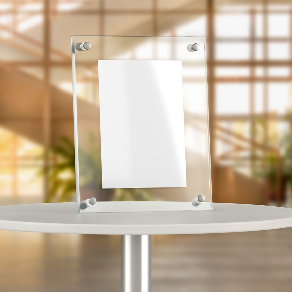 Free A5 Flyer Stand Mockup PSD